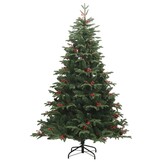 vidaXL Kunstkerstboom met scharnieren dennenappels en bessen 240 cm