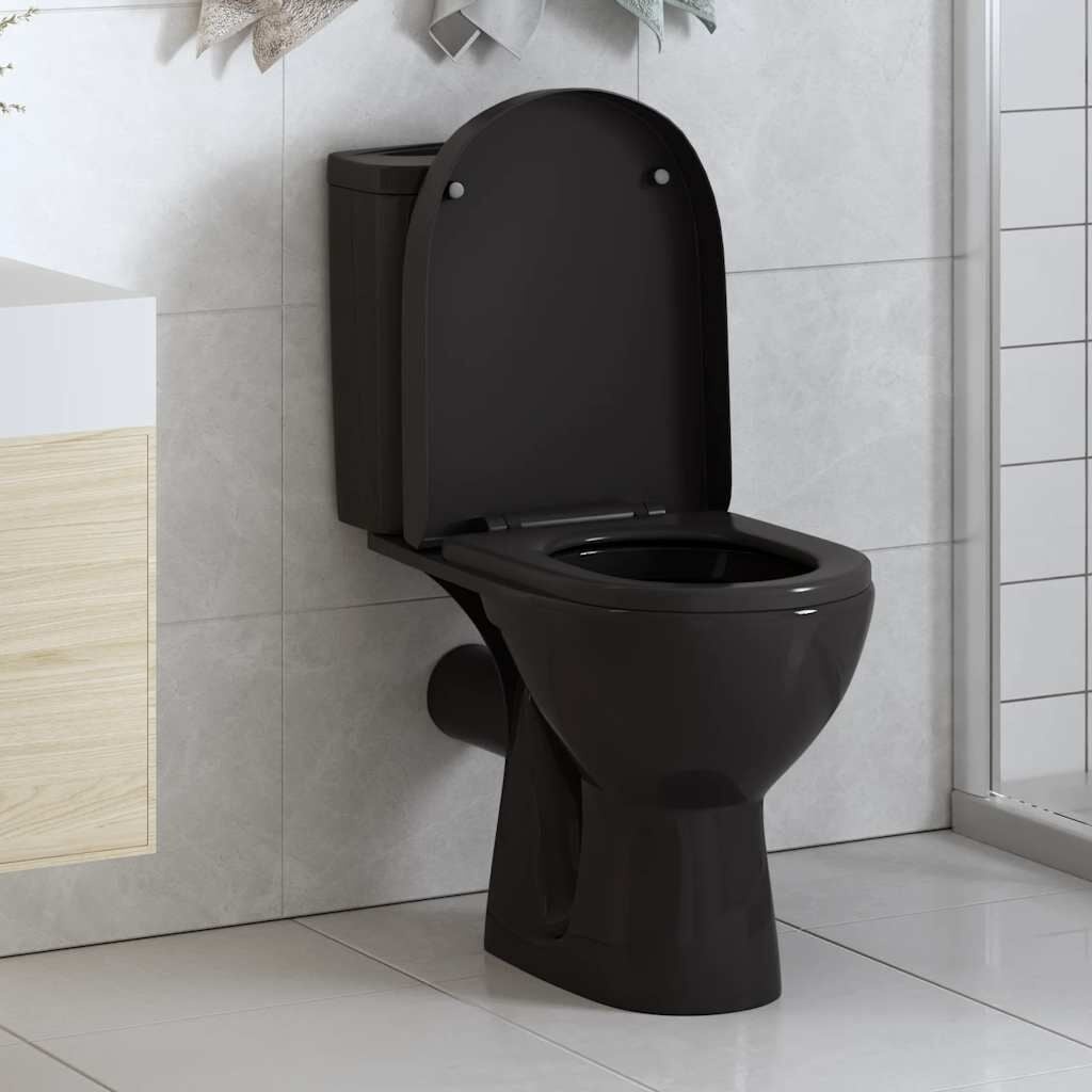 vidaXL Toiletbril soft-close met quick-release ontwerp zwart
