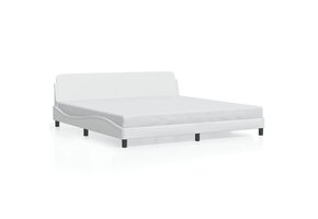 vidaXL Wit Kunstleren Bedframe met Hoofdbord 200x200 cm - 62% Korting