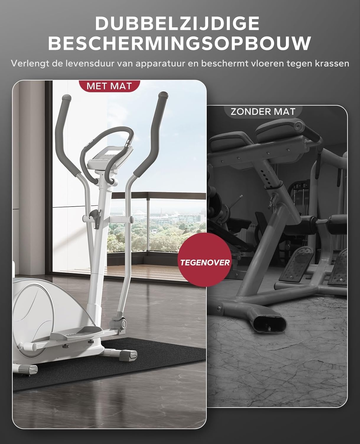 HAPBEAR Fitnessapparatuurmat-152x76/183x92/213x92x0.6cm, Loopband, Crosstrainer, Roeimachine, Peloton Fietsmat voor Houten Vloeren, Tapijt - Gewichtbank Pad Fitness Gym Apparatuurmat