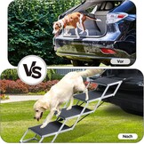 4 stappen hondentrap voor auto, opvouwbare hondentrap voor grote honden, antislip oppervlak aluminium draagbare hondenoprit voor auto's, SUV, vrachtwagens, ondersteunt tot 113 kg