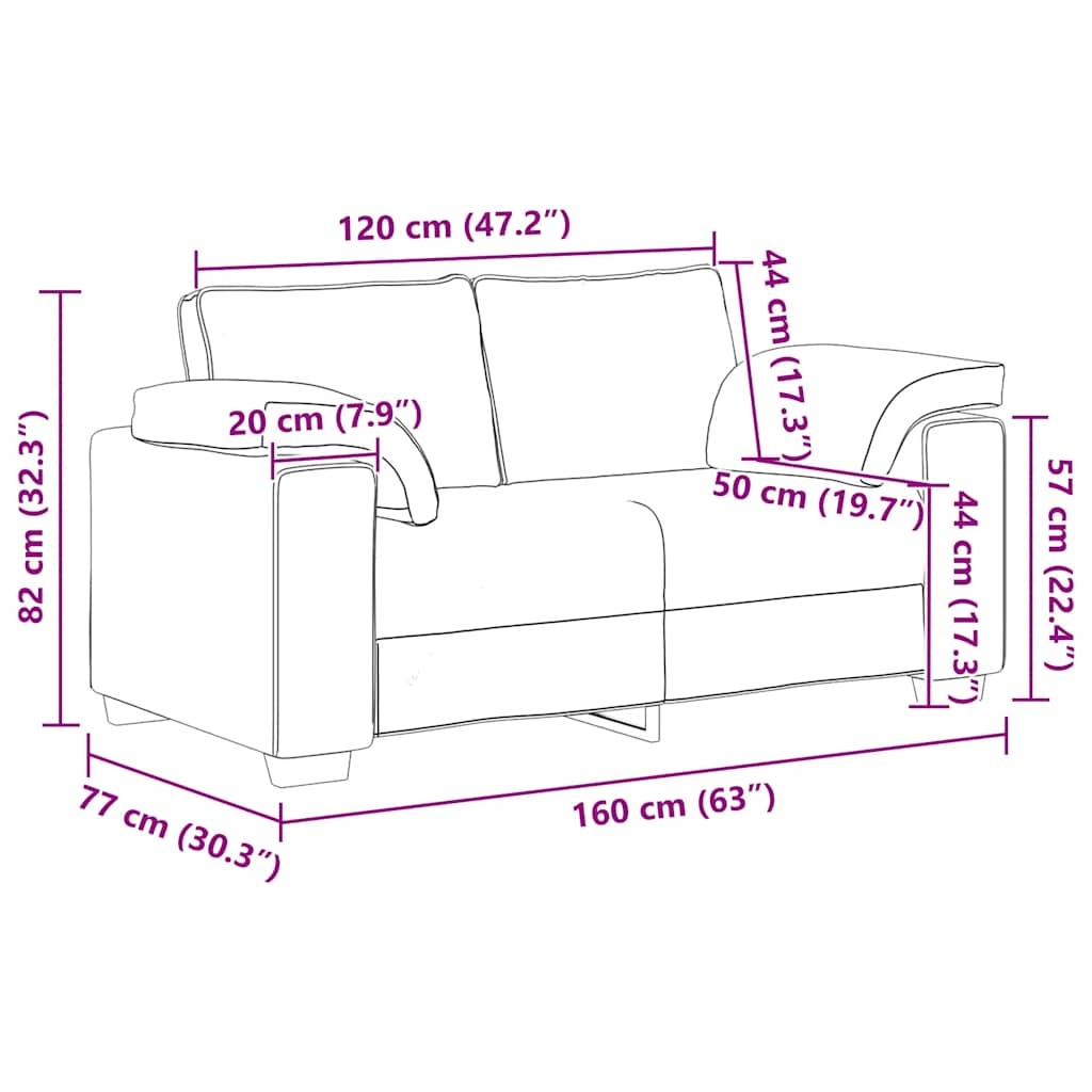 vidaXL Loveseat bank 120 cm fluweel lichtgrijs