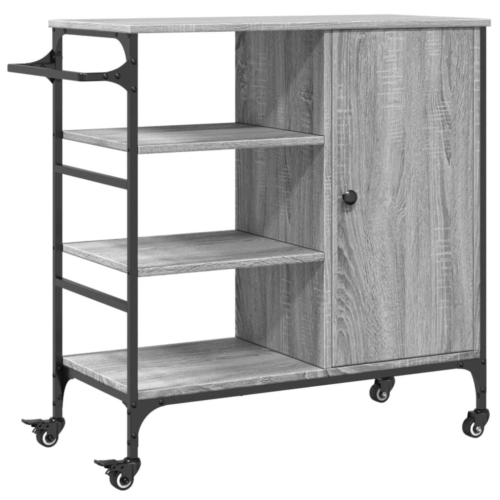 Keukentrolley 87,5x38,5x84,5 cm Bewerkt Hout Grijs Sonoma Eiken - 61% Korting