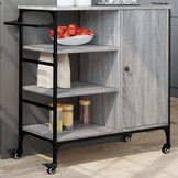 Keukentrolley 87,5x38,5x84,5 cm Bewerkt Hout Grijs Sonoma Eiken - 61% Korting