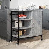 Keukentrolley 87,5x38,5x84,5 cm Bewerkt Hout Grijs Sonoma Eiken - 61% Korting