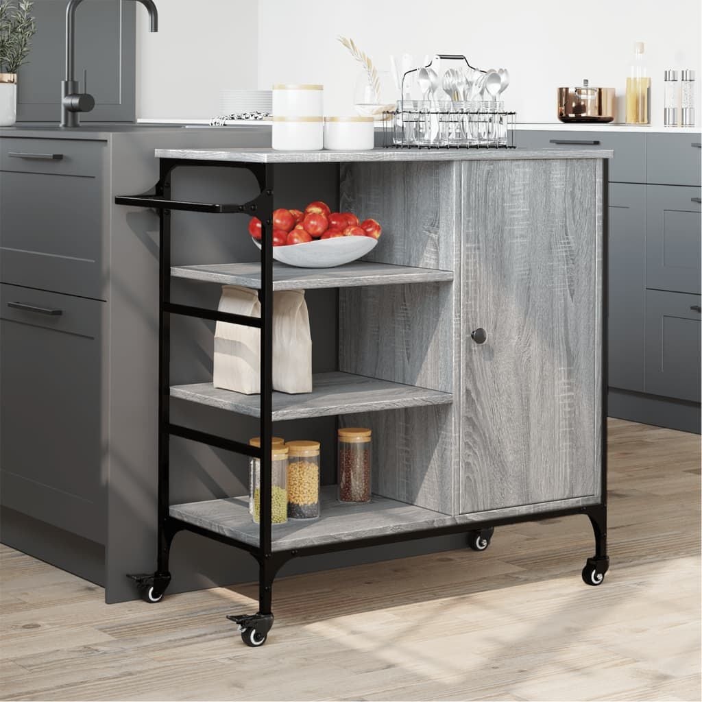 Keukentrolley 87,5x38,5x84,5 cm Bewerkt Hout Grijs Sonoma Eiken - 61% Korting