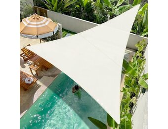 Zonnezeil Driehoek 4x4x4m Waterdicht Polyester Crème UV- en Windbescherming Tuin Terras Balkon