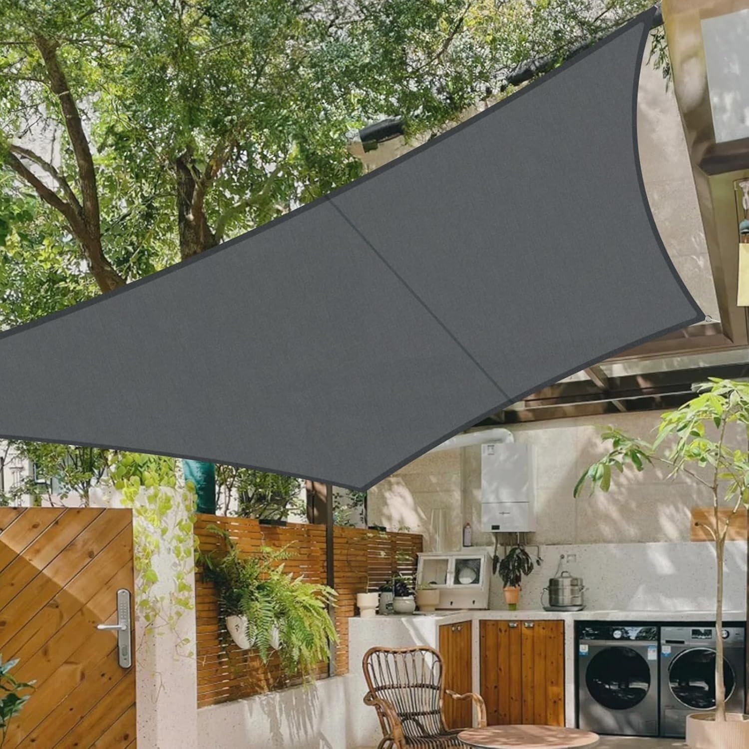 Zonnezeil Driehoek 4x4x4m Waterdicht Polyester Crème UV- en Windbescherming Tuin Terras Balkon
