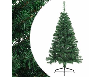 vidaXL Kunstkerstboom met standaard half 150 cm PVC groen