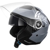 Jethelm Motorhelm met Vizier en Geïntegreerde Zonnebril ECE 22.06 Gecertificeerd Grijs