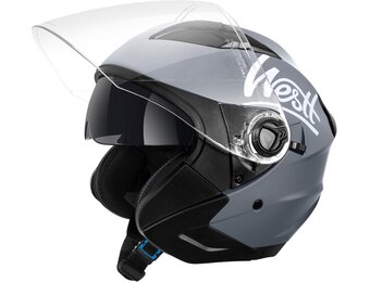 Jethelm Motorhelm met Vizier en Geïntegreerde Zonnebril ECE 22.06 Gecertificeerd Grijs