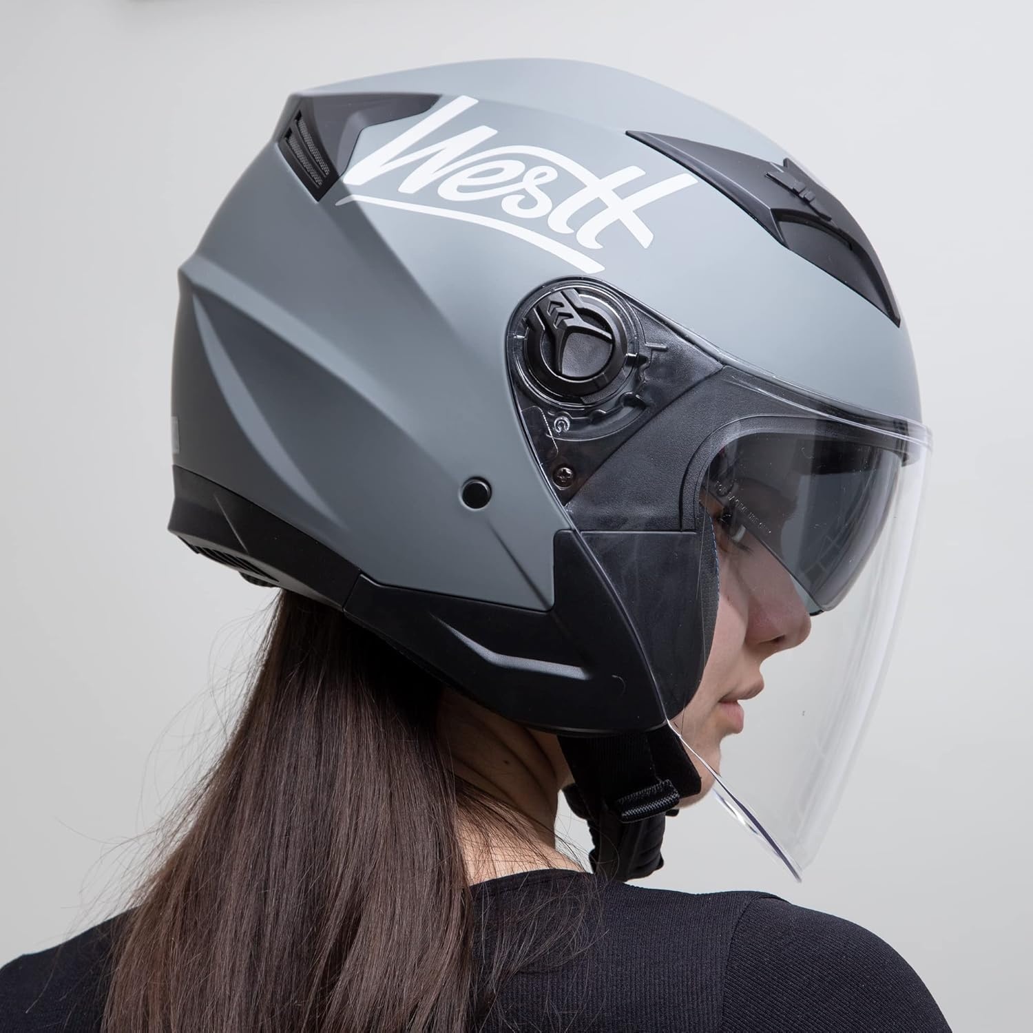Jethelm Motorhelm met Vizier en Geïntegreerde Zonnebril ECE 22.06 Gecertificeerd Grijs