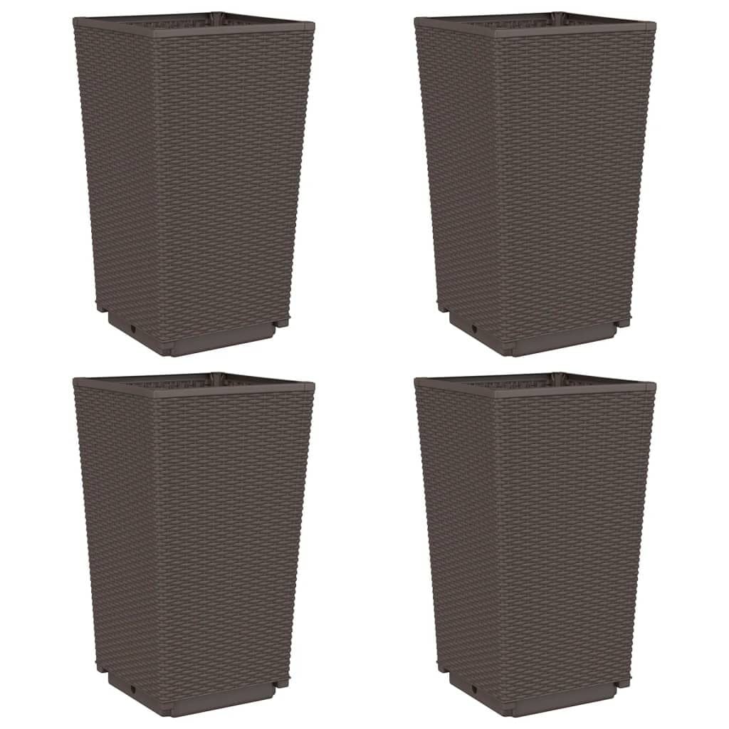 vidaXL Plantenbakken 4 stuks 32,5x32,5x57cm Bruin - 73% Korting