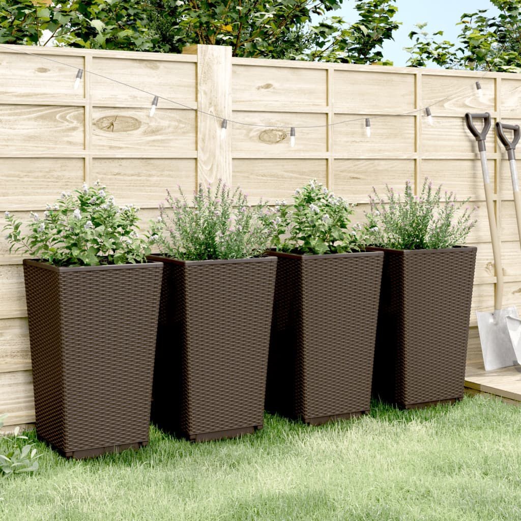 vidaXL Plantenbakken 4 stuks 32,5x32,5x57cm Bruin - 73% Korting