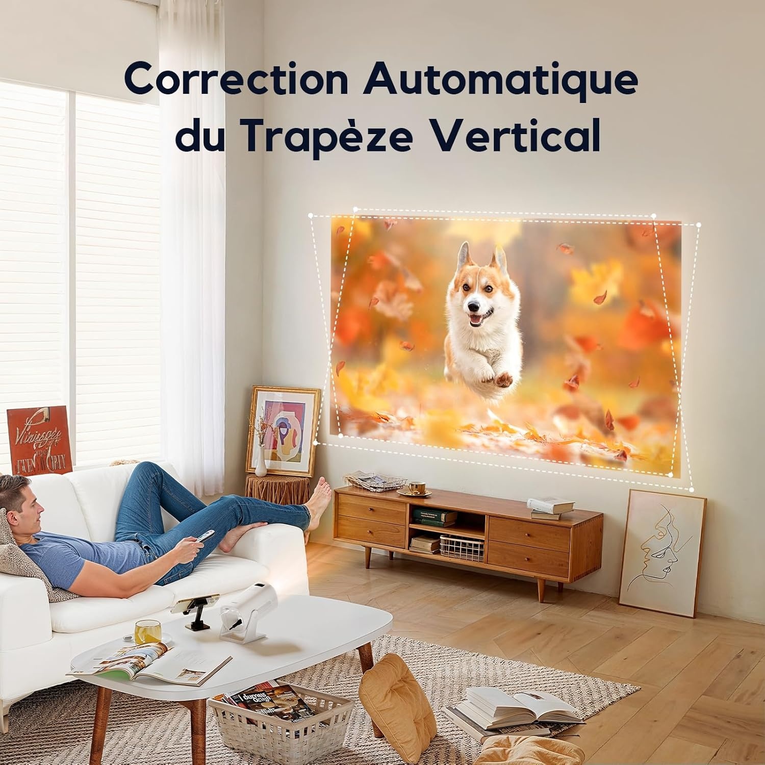 Mini-projector Draagbaar 1080p Full HD 15.000 lumen, automatische keystone correctie, 270° draaibaar, Bluetooth, HDMI, USB
