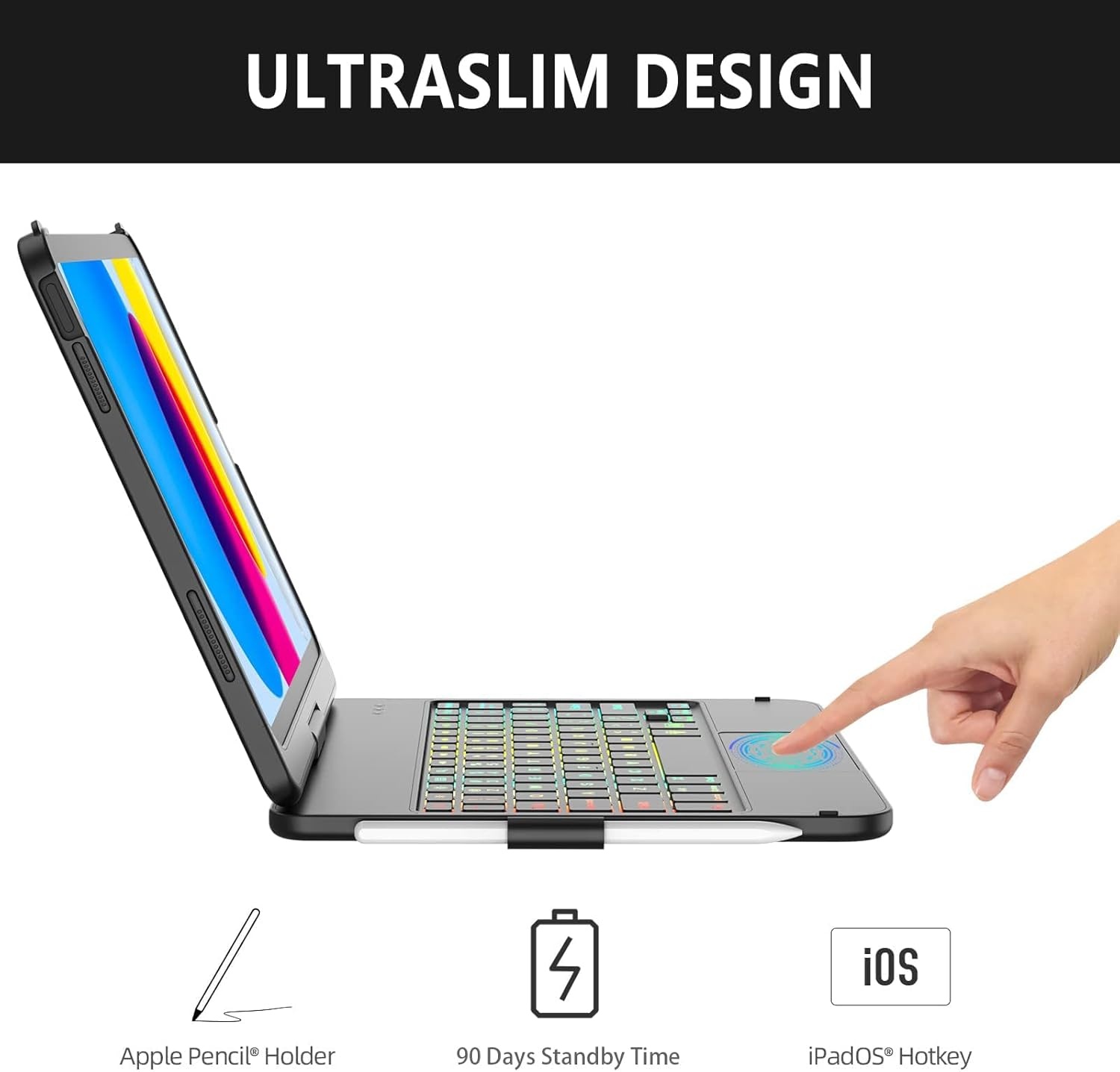 Toetsenbordhoes Robuuste Bescherming Touch-toetsenbord voor iPad 10.9 inch 10e generatie 2022