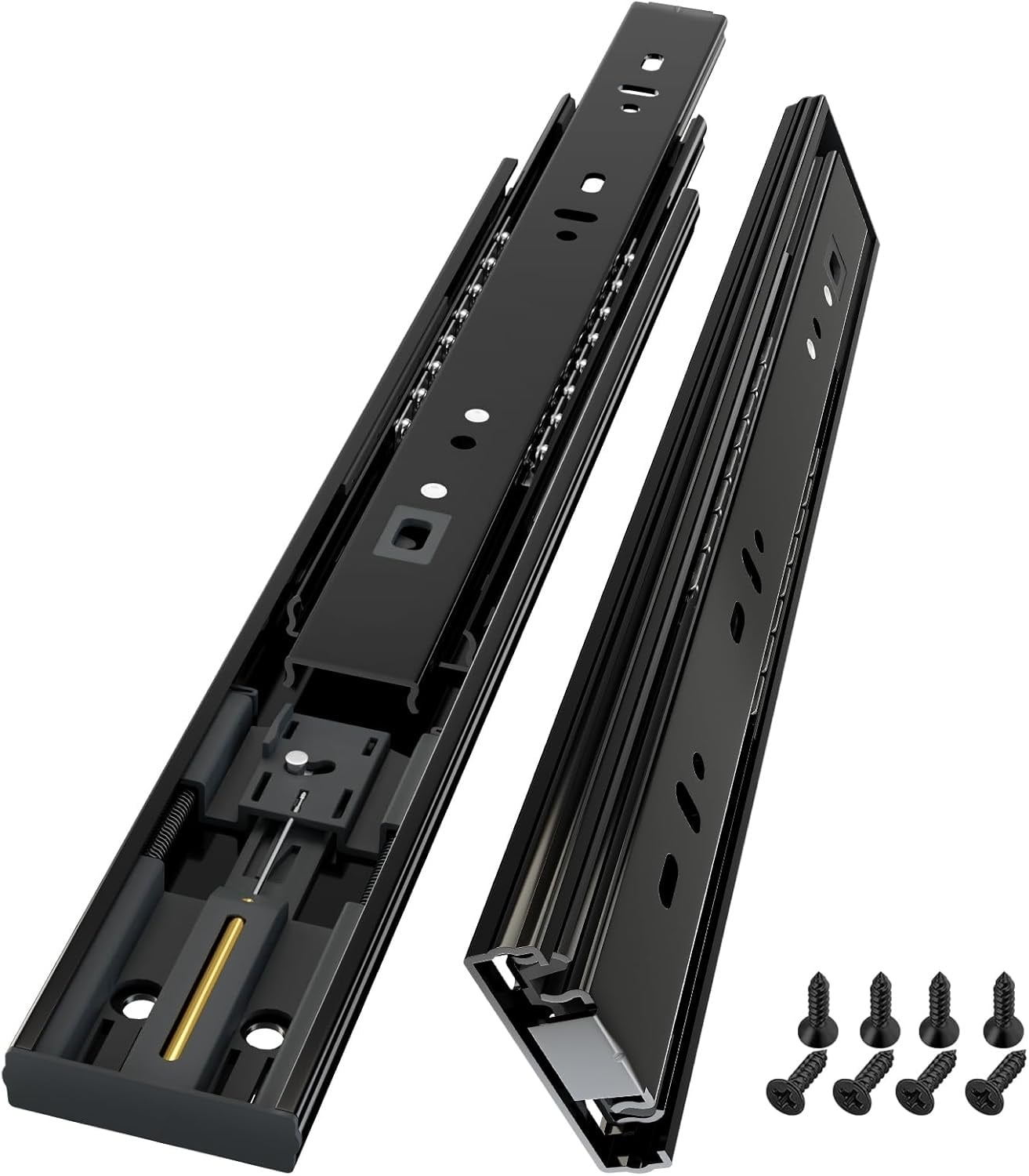 Ladegeleiders kogellager 250 mm, volledige verlenging, zijmontage, staal, 45 kg draagvermogen per paar