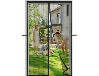 Magnetisch Horngordijn Hordeur Automatisch Sluitend Insectenwering Eenvoudige Installatie Zwart 90x200 cm