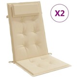VidaXL Stoelkussens Hoge Rug (2x) Beige - 71% Korting