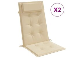 vidaXL Stoelkussens Hoge Rug, 2 st, Beige - 61% Korting!