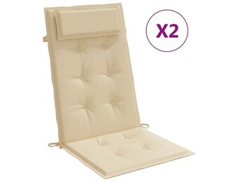 VidaXL Stoelkussens Hoge Rug (2x) Beige - 71% Korting