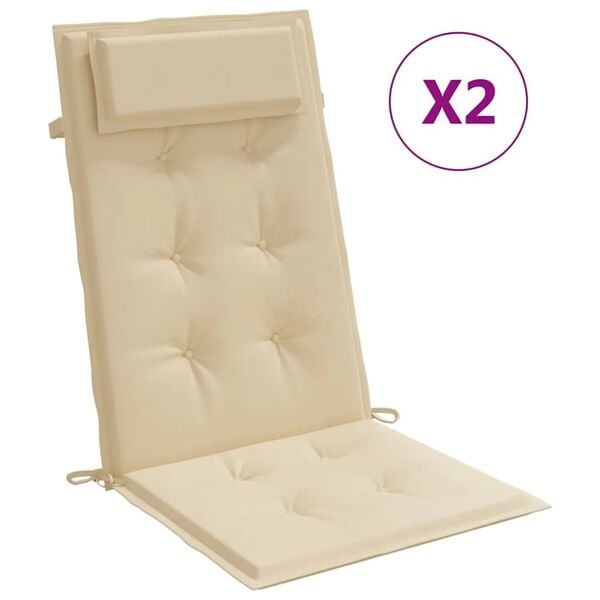 VidaXL Stoelkussens Hoge Rug (2x) Beige - 71% Korting