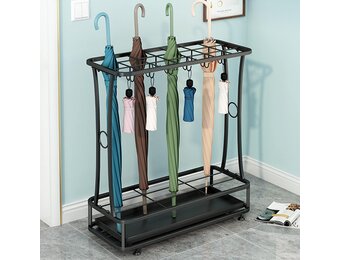 IJzeren Paraplubak met Wateropvangbak Rechthoekig Hoekmodel Zwart 55x24x60.5 cm