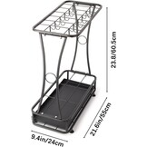 IJzeren Paraplubak met Wateropvangbak Rechthoekig Hoekmodel Zwart 55x24x60.5 cm