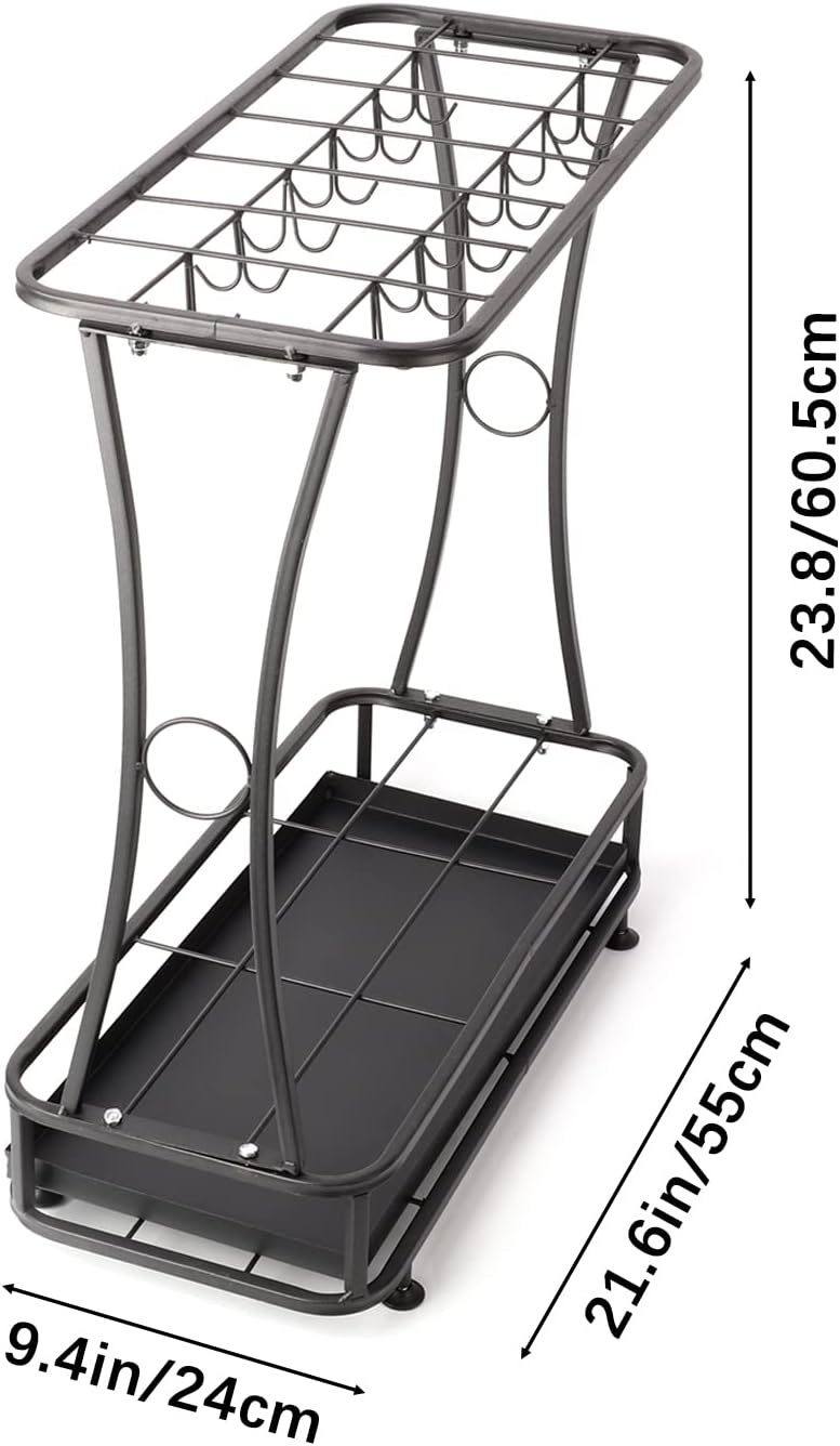 IJzeren Paraplubak met Wateropvangbak Rechthoekig Hoekmodel Zwart 55x24x60.5 cm
