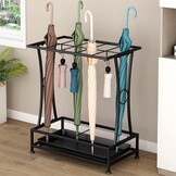 IJzeren Paraplubak met Wateropvangbak Rechthoekig Hoekmodel Zwart 55x24x60.5 cm