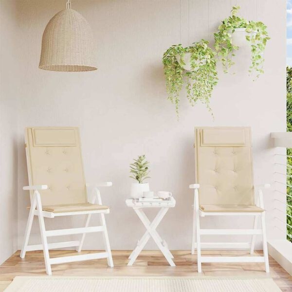 VidaXL Stoelkussens Hoge Rug (2x) Beige - 71% Korting