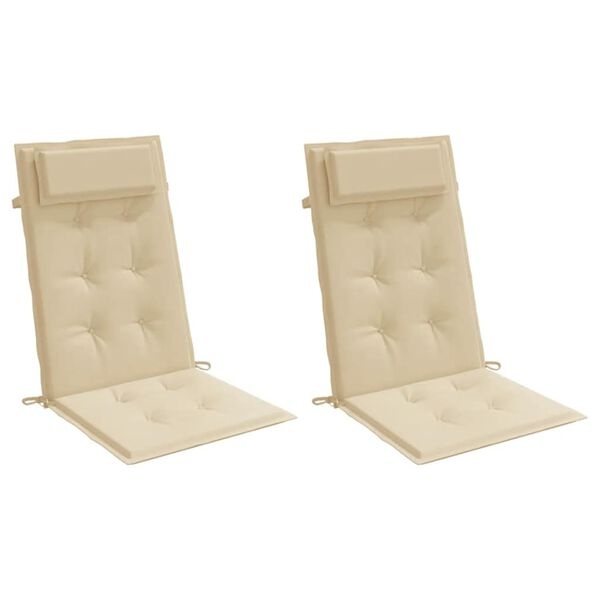 VidaXL Stoelkussens Hoge Rug (2x) Beige - 71% Korting