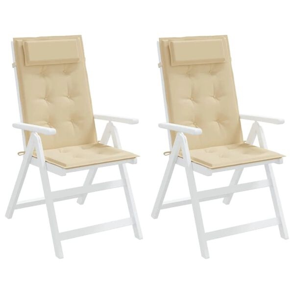 VidaXL Stoelkussens Hoge Rug (2x) Beige - 71% Korting
