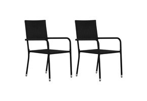 vidaXL Tuinstoelen Poly Rattan Zwart | Stapelbaar | -76%