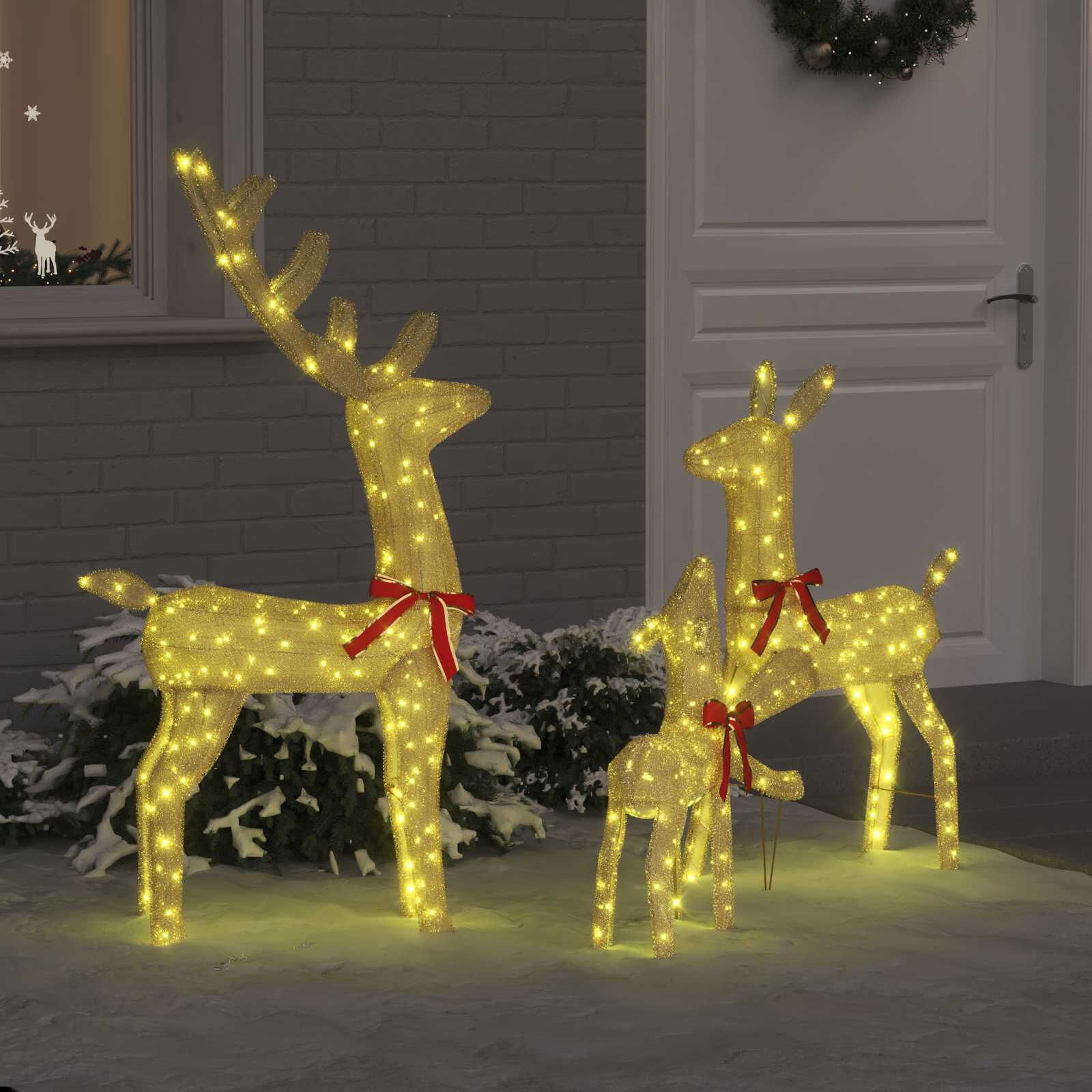 vidaXL Rendierfamilie Kerstdecoratie Warmwit - 61% Korting!