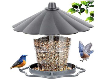 Vogelvoederhuisje om op te hangen, weerbestendig, 820ml, PP+PS, transparant voerreservoir voor tuinvogels