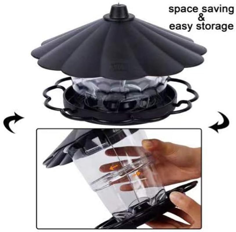 Vogelvoederhuisje om op te hangen, weerbestendig, 820ml, PP+PS, transparant voerreservoir voor tuinvogels