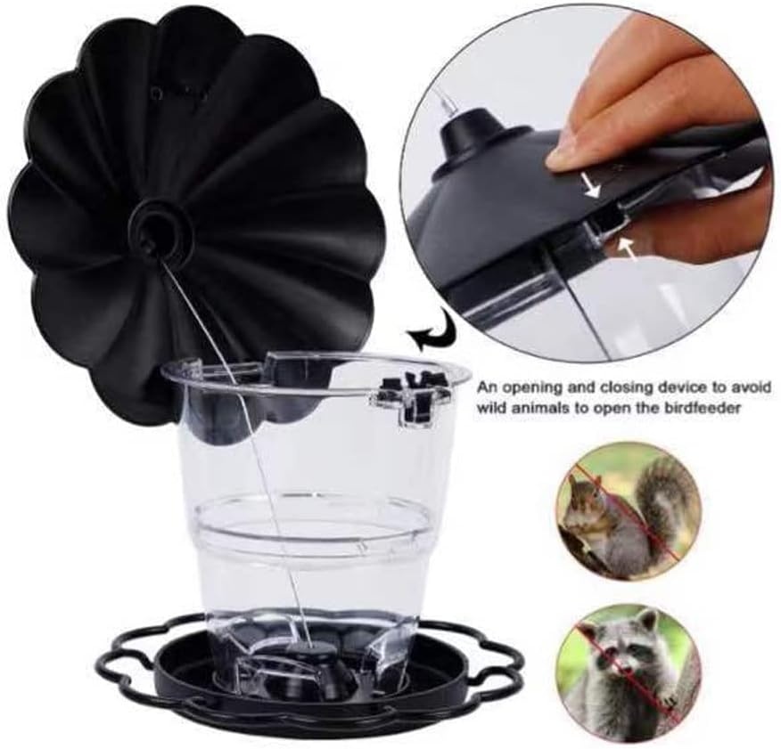 Vogelvoederhuisje om op te hangen, weerbestendig, 820ml, PP+PS, transparant voerreservoir voor tuinvogels