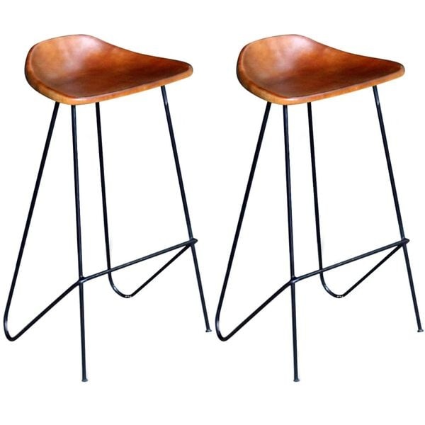 2x VidaXL Barstoelen Echt Leer Zwart/Bruin - 76% Korting!