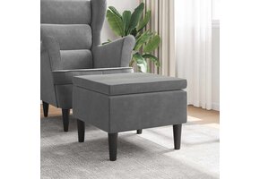 vidaXL Kruk met houten poten, fluweel donkergrijs - 46% korting!