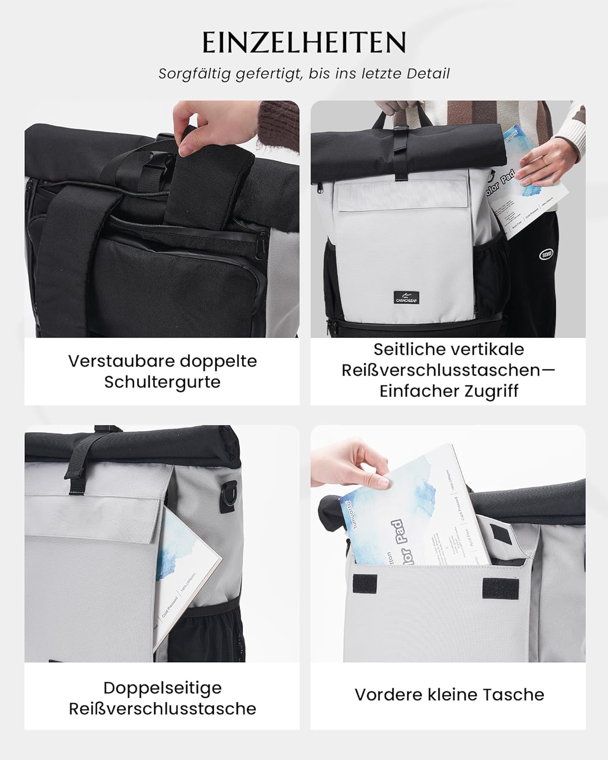 Fietstas Rugzak Bagagedragertas 3-in-1 Waterafstotend met Schoenenvak Unisex Grijs