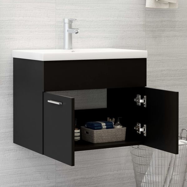 vidaXL Wastafelkast Zwart - 60x38,5x46 cm | 60% Korting!
