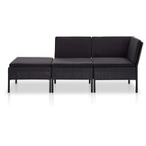 vidaXL Loungeset Zwart Poly Rattan (3-delig) - 67% Korting!