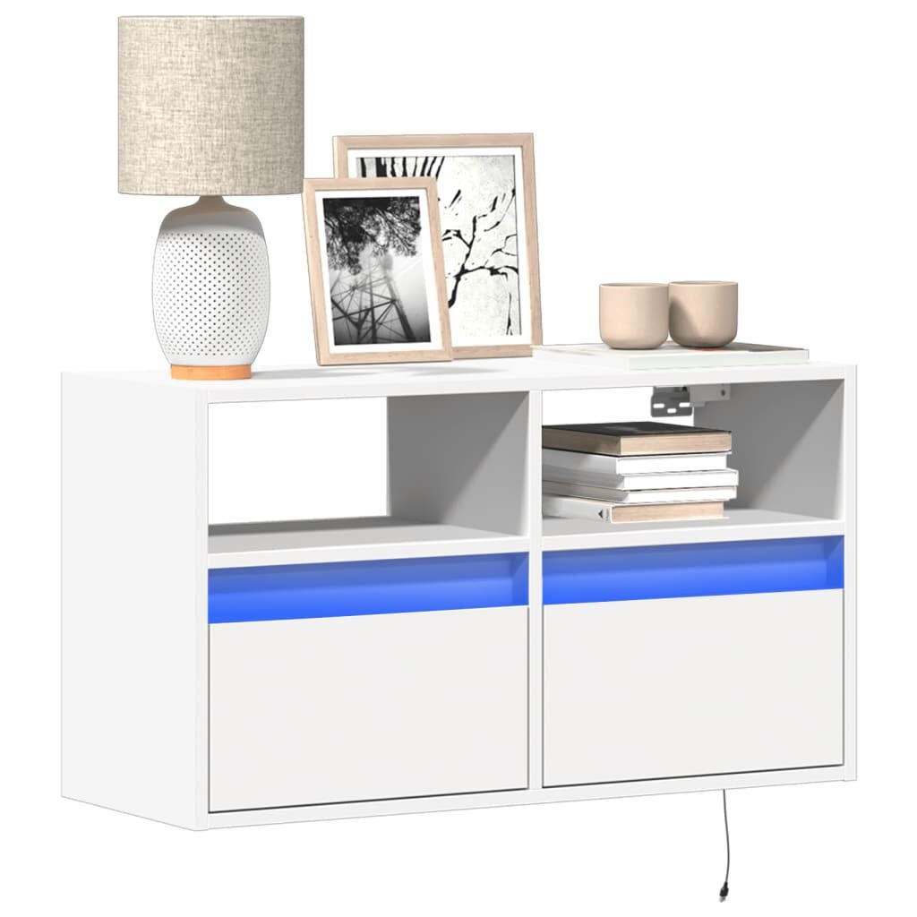 Tv-wandmeubel met LED-verlichting 80x31x45 cm Wit - 56% Korting!