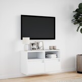 Tv-wandmeubel met LED-verlichting 80x31x45 cm Wit - 56% Korting!