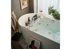 80cm Acryl Badkuip Dienblad - Transparant met Gouden Handgrepen - 56% Korting!