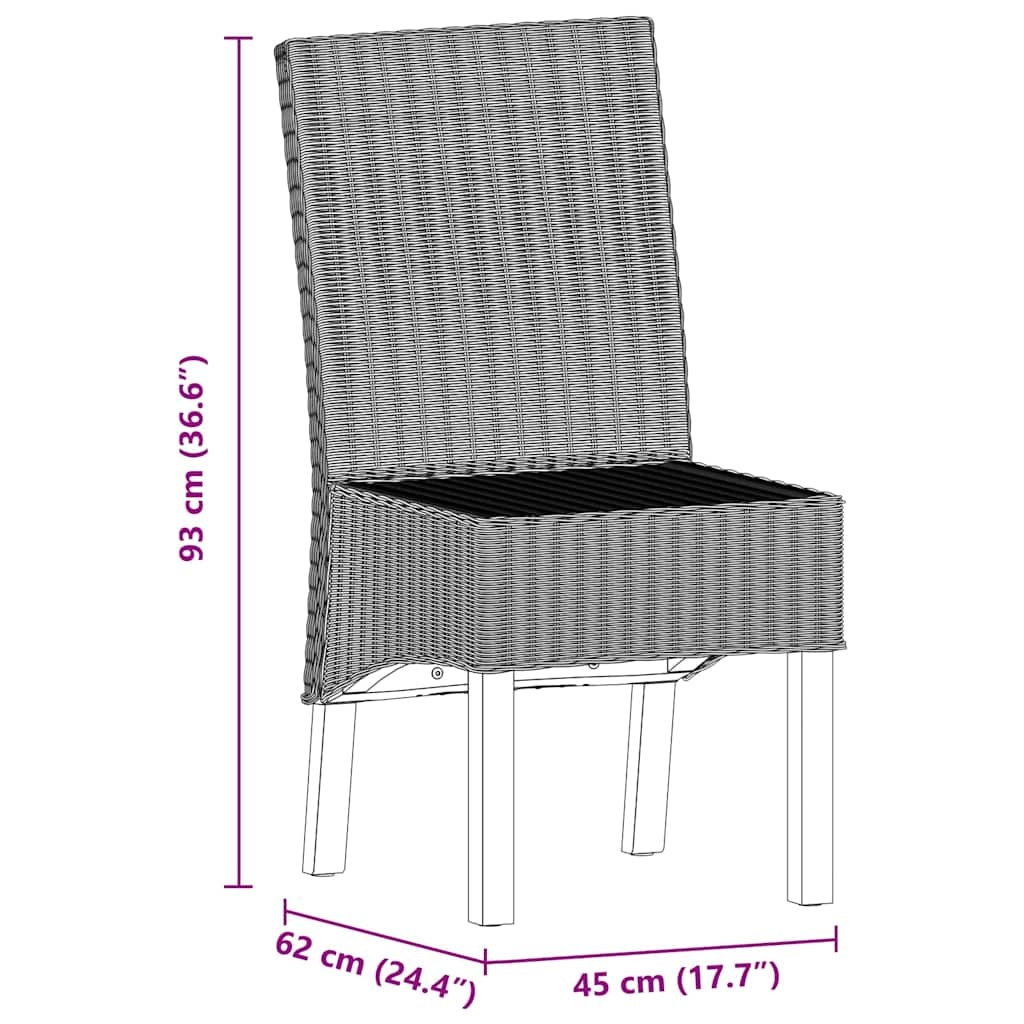 vidaXL Eetkamerstoelen 2x Natuurlijk Rattan Bruin - 52% Korting!