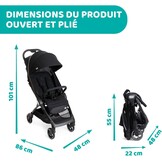Chicco We kinderwagen, opvouwbaar, ultralicht, van 0 maanden tot 22 kg, kantelbaar, met slaappositie, gevoerde schouderbanden, compacte sluiting, bekleding en regenbescherming, zwart