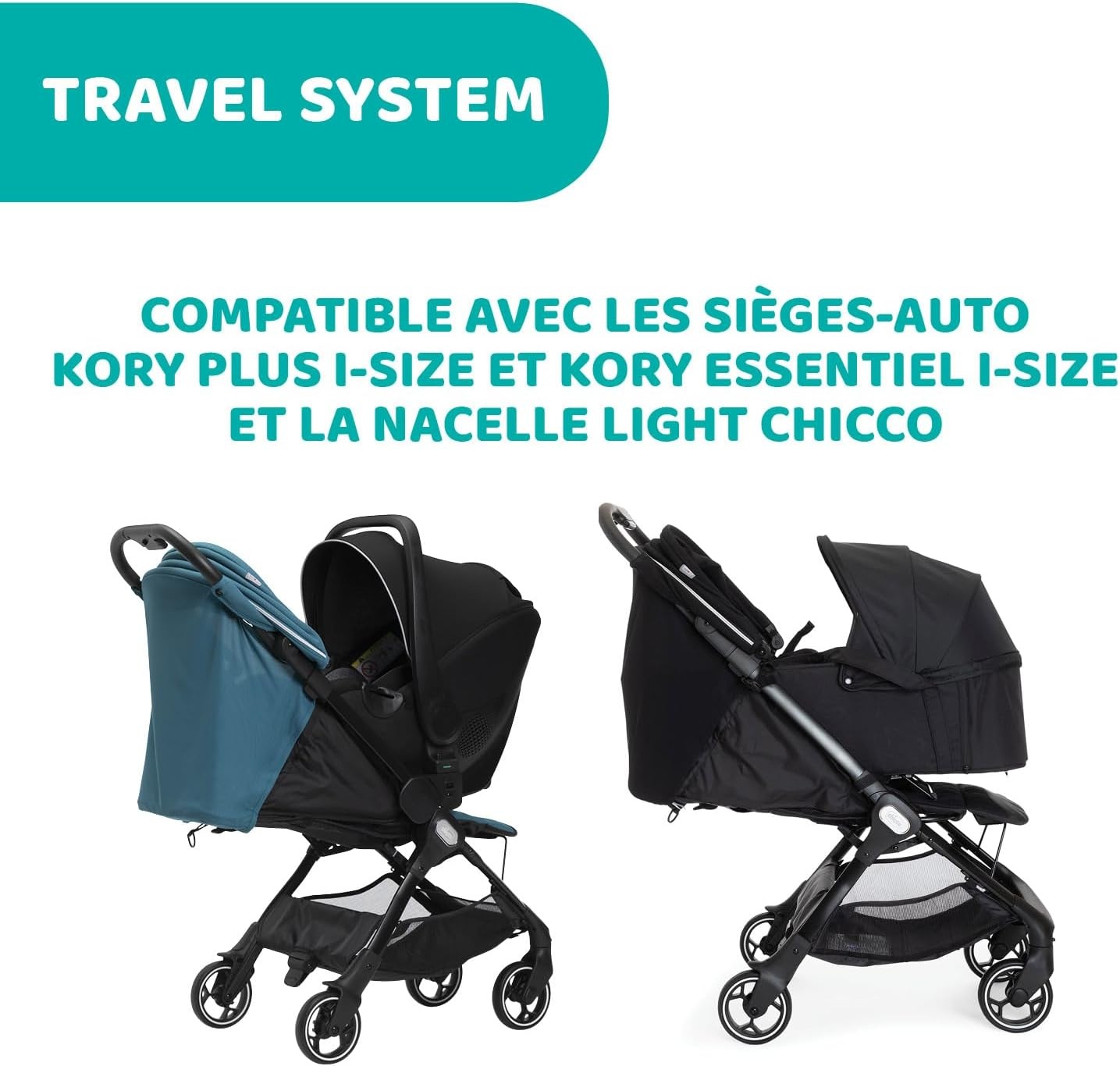 Chicco We kinderwagen, opvouwbaar, ultralicht, van 0 maanden tot 22 kg, kantelbaar, met slaappositie, gevoerde schouderbanden, compacte sluiting, bekleding en regenbescherming, zwart
