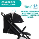 Chicco We kinderwagen, opvouwbaar, ultralicht, van 0 maanden tot 22 kg, kantelbaar, met slaappositie, gevoerde schouderbanden, compacte sluiting, bekleding en regenbescherming, zwart